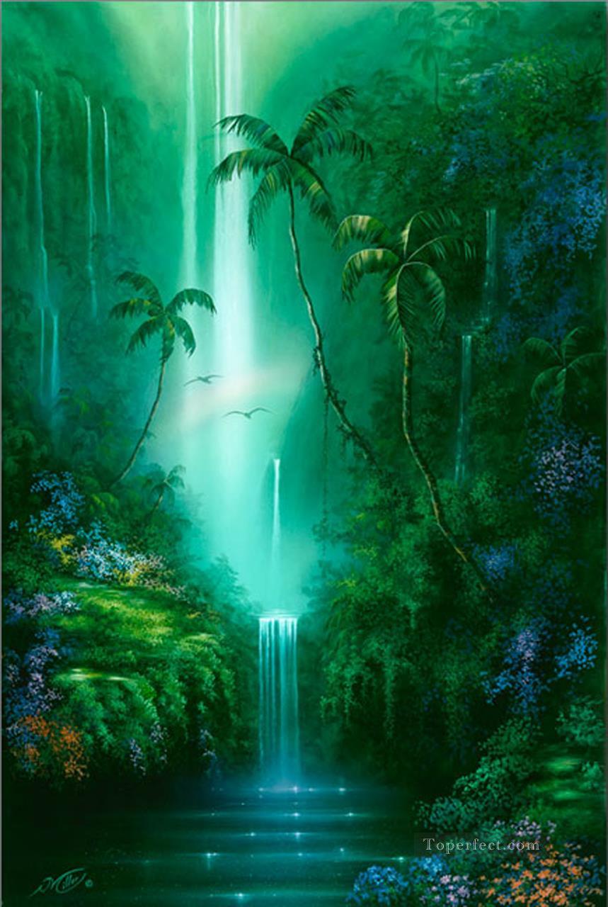 Emarald Falls rainforest mountains Oil Paintings